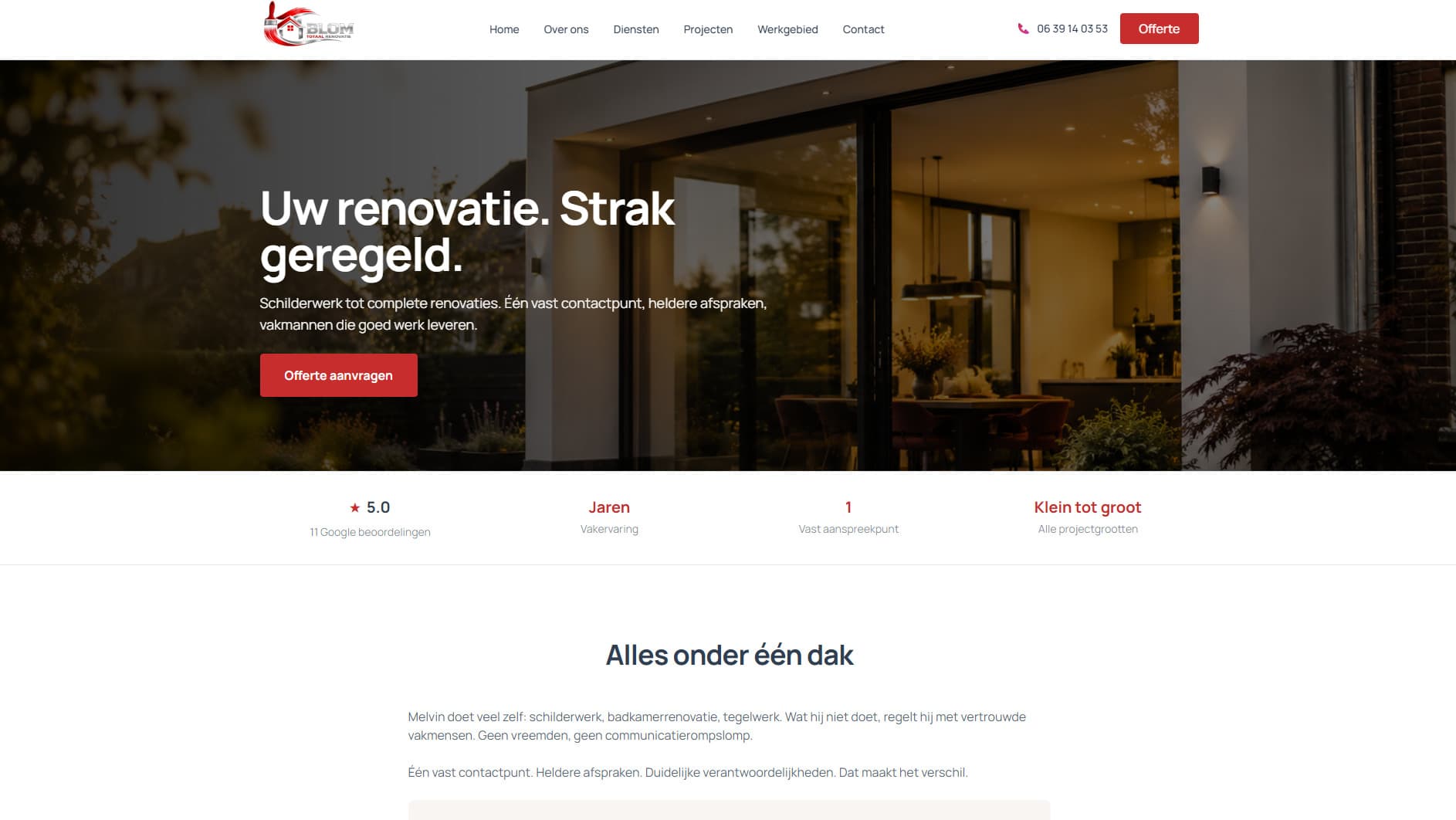 Blom Totaal Renovatie - Renovatiebedrijf Website